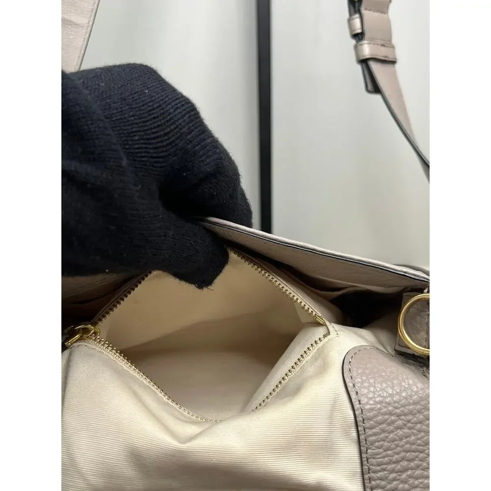 Marc Jacobs Recruit Nomad Pebbled Leather Saddle Crossbody Bag Taupe Gray